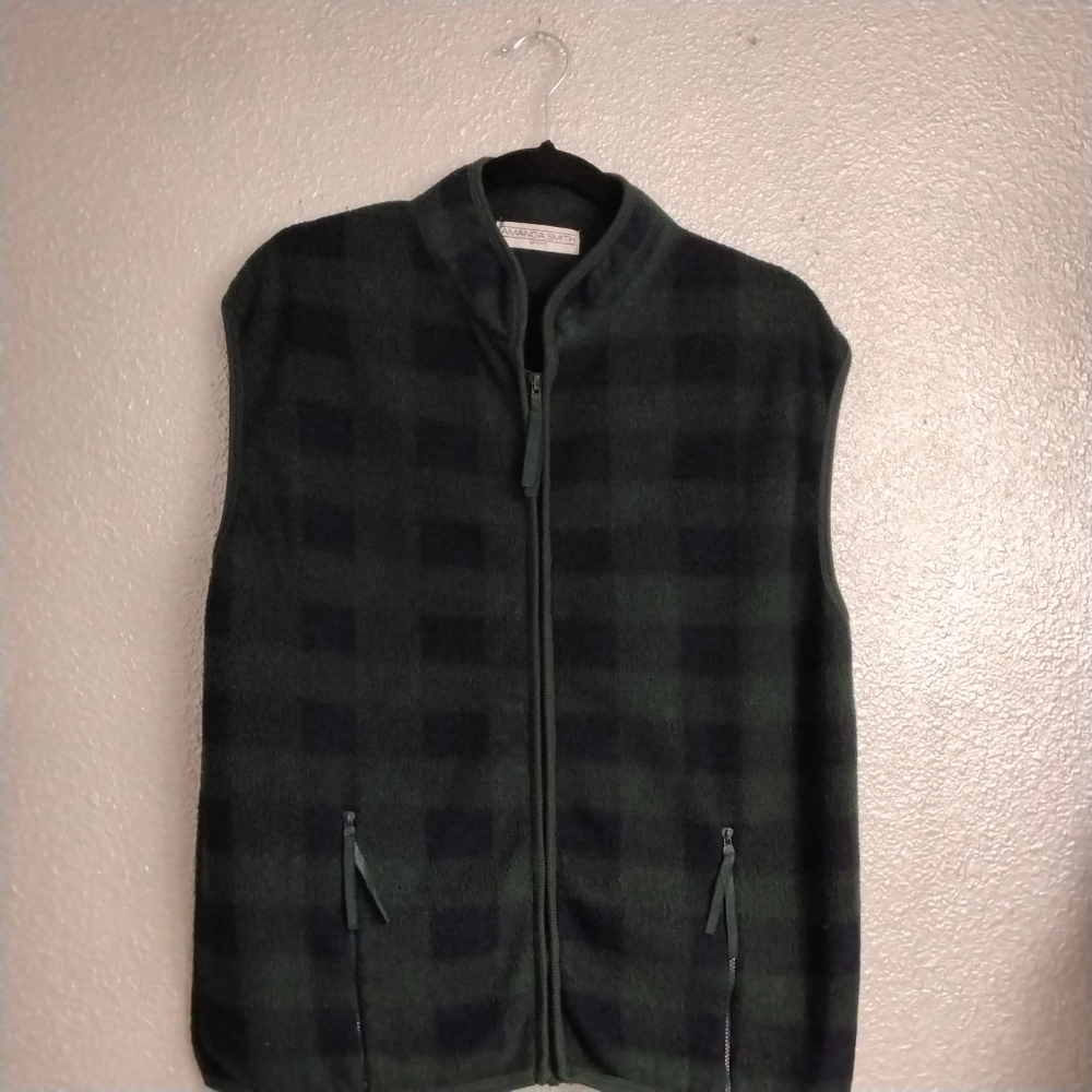 Amanda Smith Bufalo Check Zip Up Vest